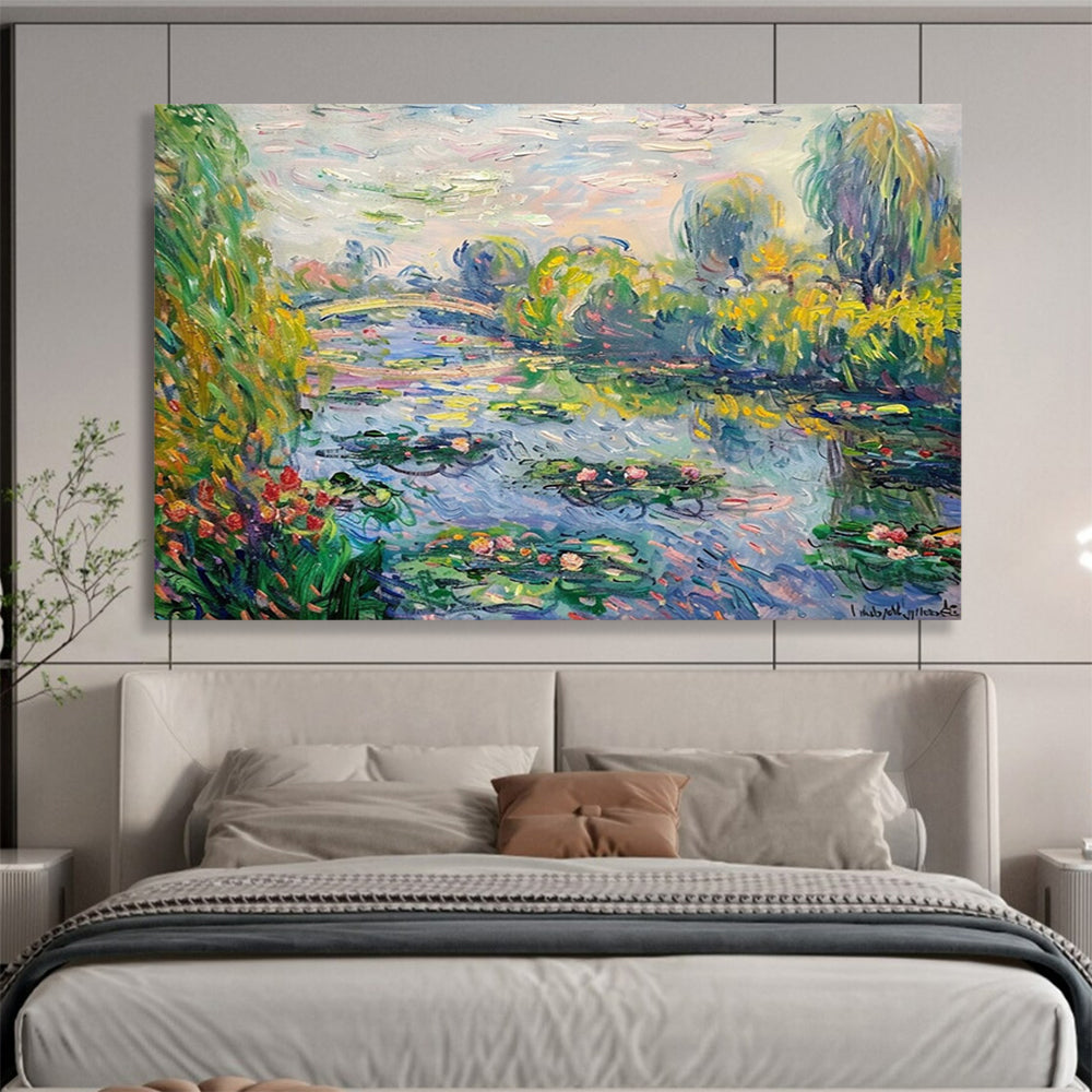 Monet - Inspired Water Lilies - Impressionist Landscape Painting On Canvas DLZ197