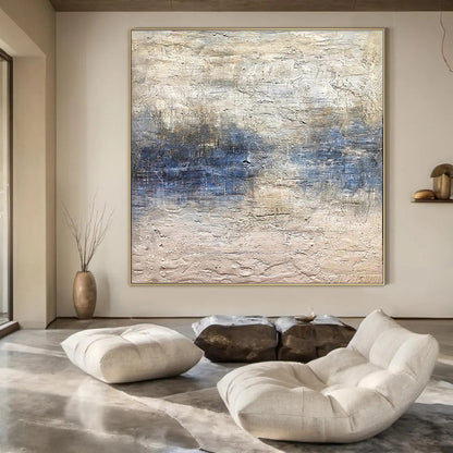 “Blue - Gray Blended Textures” – Abstract Textured Painting CT0965