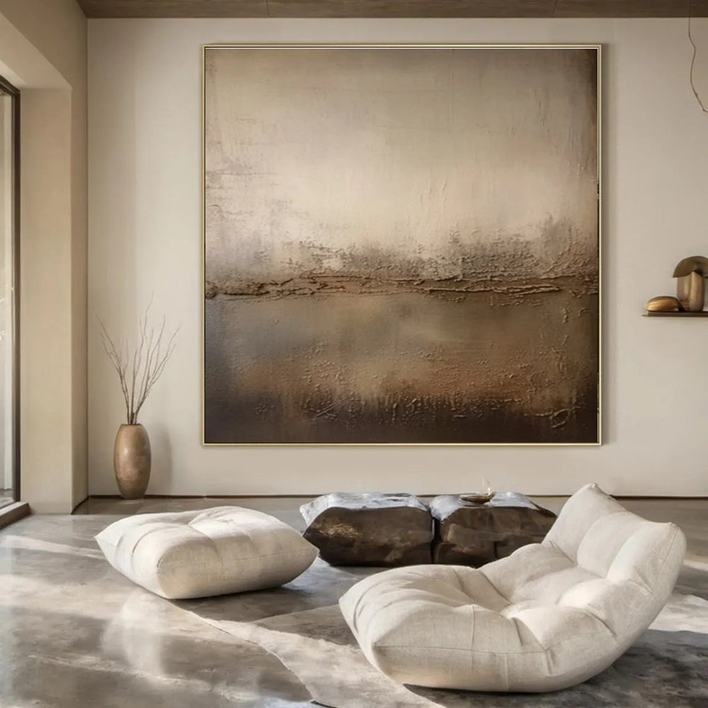 Beige & Brown Textured Gradient - "Earth’s Horizon" - Textured Abstract Painting CT1467