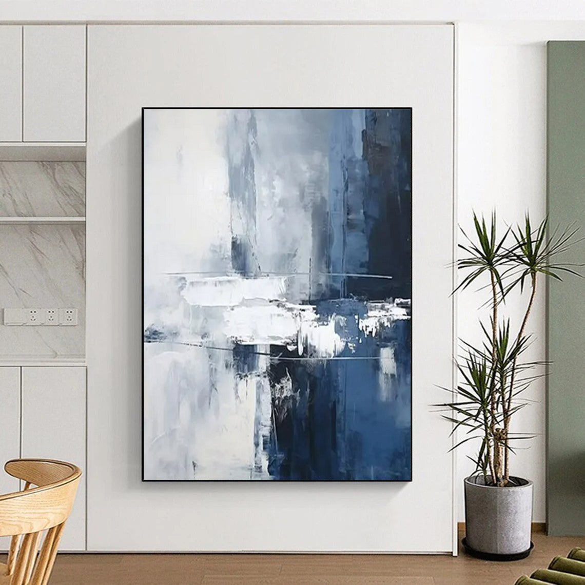 “Blue - Gray - White Abstract Structures” ，Abstract Oil Painting CT0851