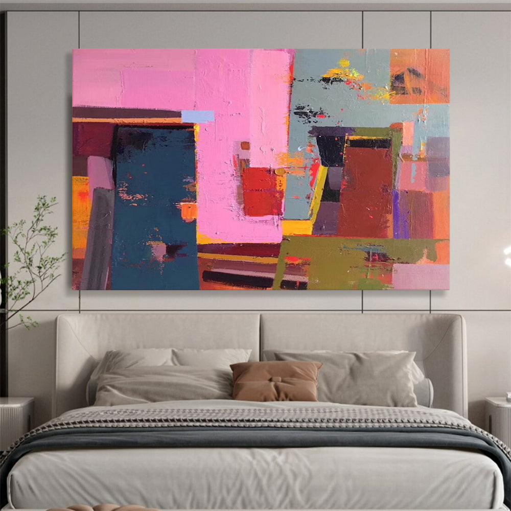 “Pink, Blue, Green Color - Field ‘Vibrant Harmony’” - Abstract Color - Field Painting On Canvas DLZ003