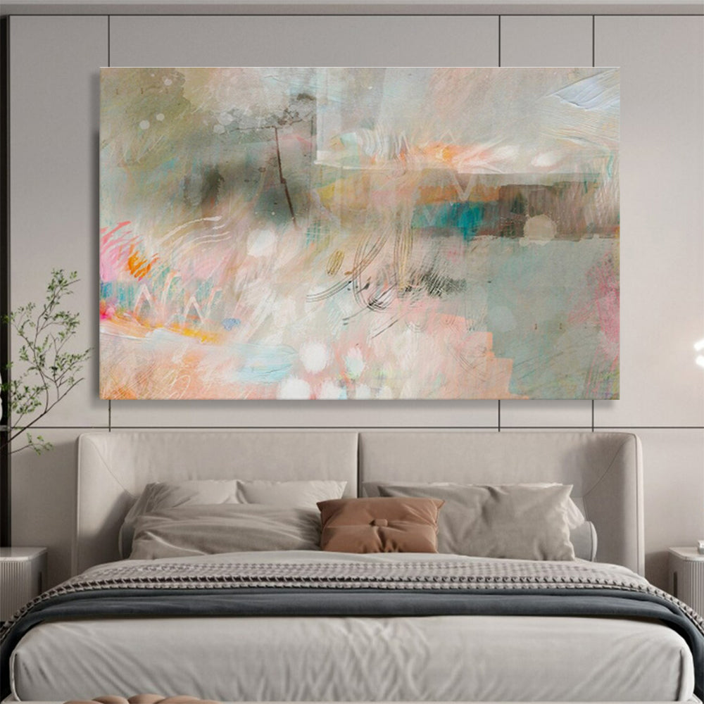 Soft Hued Memories Pastel Toned Abstract Textures Painting On Canvas DKH203