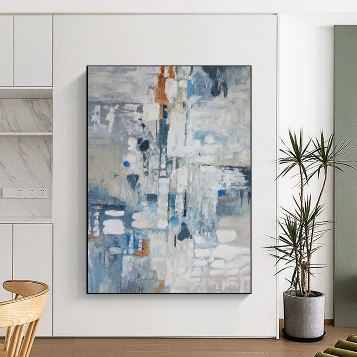 “Blue Abstract Composition” - Expressionist Painting On Canvas DTP028