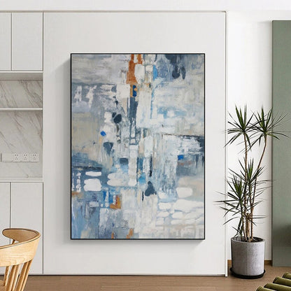 “Blue Abstract Composition” - Expressionist Painting On Canvas DTP028