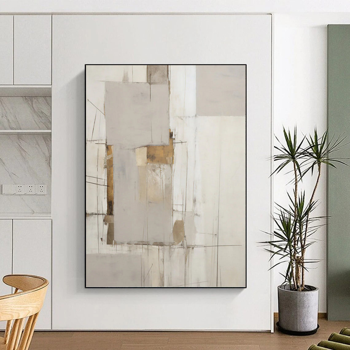 Neutral Tones with Gold Accents Abstract - Abstract Painting On Canvas DKH1316