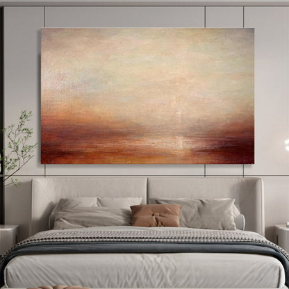 “Soft Earth Tones Blurred Horizon” - Subtle Landscape Painting On Canvas DKH775