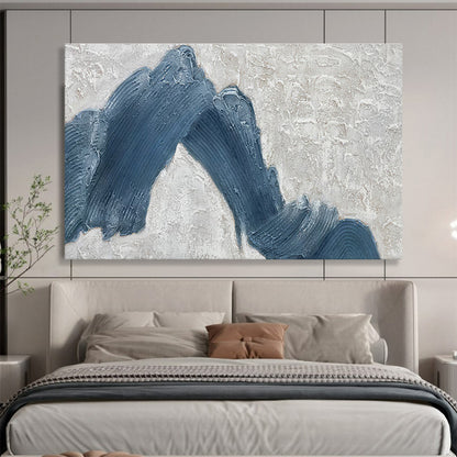 Textured Blue Peaks on Gray Abstract Painting On Canvas DKH214