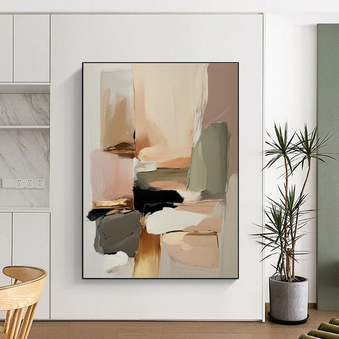 Soft Earth - Toned Blocks, “Warm Hues Harmony” - Abstract Geometric Acrylic Painting CT0736