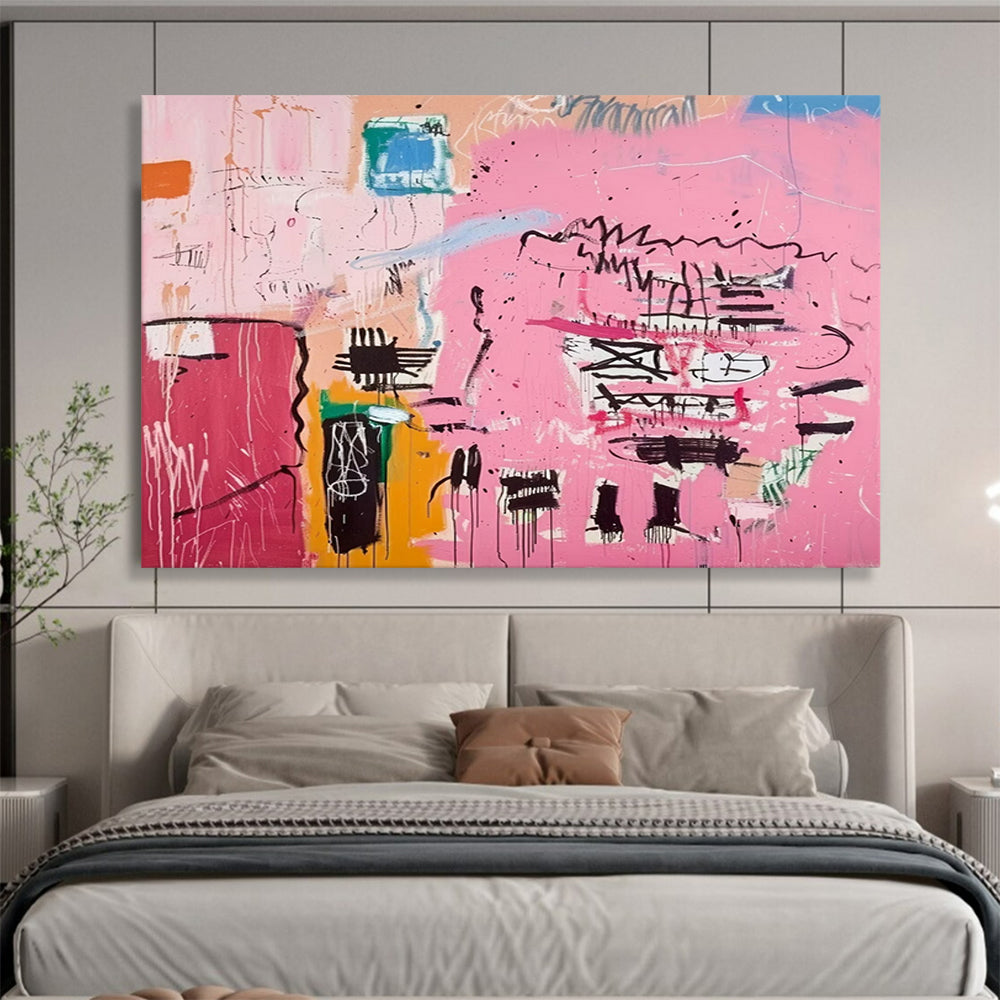 Pink Abstract Graffiti - Street Art - Inspired Painting On Canvas DLZ198