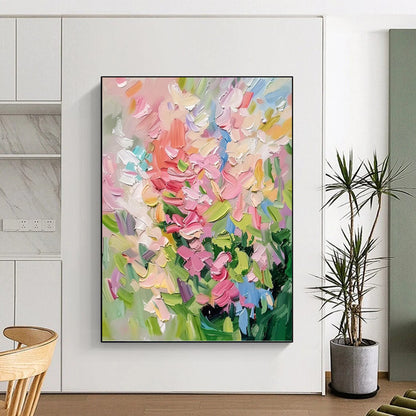 Vibrant Floral Palette - Impasto Flower Painting On Canvas DKH1403