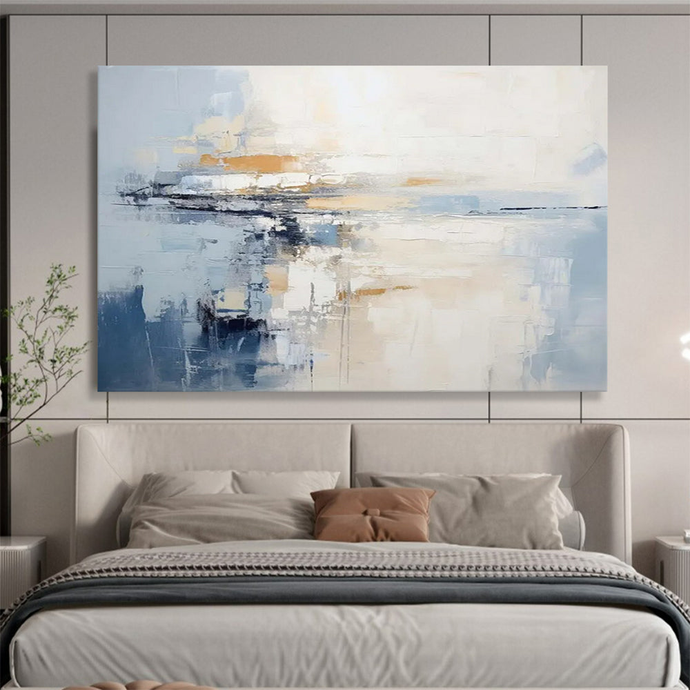 “Muted Tones Abstract Horizon” Minimalist Seascape Painting On Canvas DLZ090