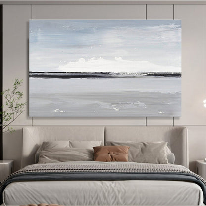 “Gray - White Minimalist Sea” Abstract Acrylic Painting On Canvas DKH437
