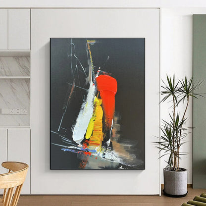 “Black - Red - Yellow - White Bold Strokes” ，Abstract Acrylic Painting CT0812