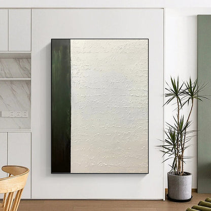 “Textured Script & Green” - White Calligraphy & Green Panel Painting On Canvas DKH1181