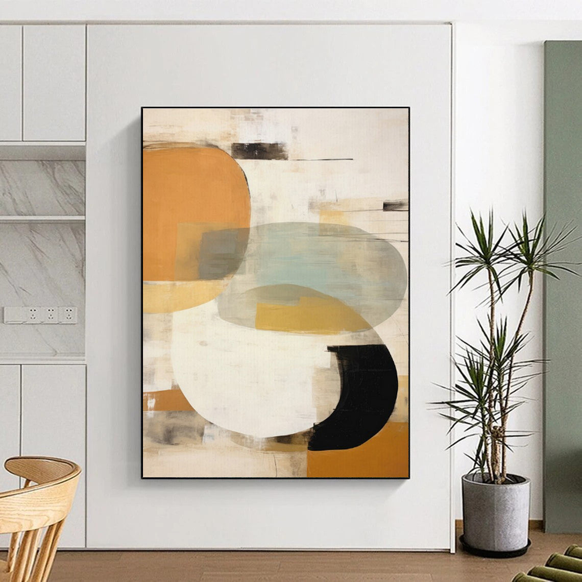 Earth - Toned Circular & Curved Shapes, “Desert Rhythms” - Abstract Geometric Acrylic Painting CT0752