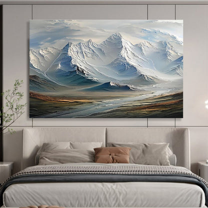 “Snowy Mountain Majesty” Surreal Landscape Painting On Canvas DKH470