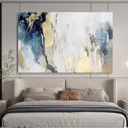 “Blue - Gold Abstract Elegance” Abstract Acrylic Painting On Canvas DKH507