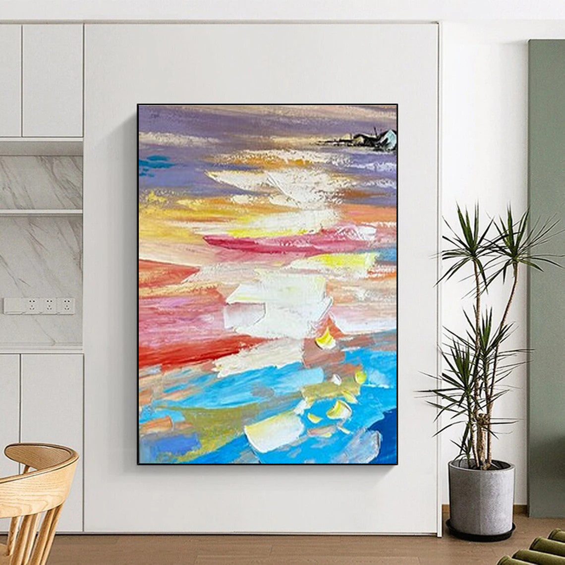 Colorful Sunset - like Blends, “Twilight Rhapsody” - Abstract Landscape Oil Painting CT0724
