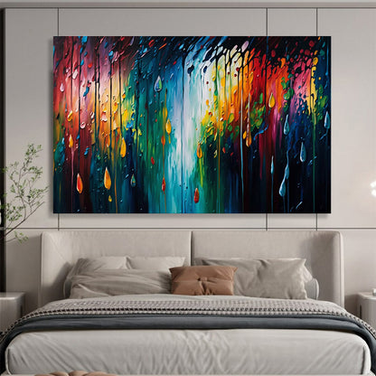 “Rainbow Drip - Colorful Raindrop Abstract Painting On Canvas” DKH867