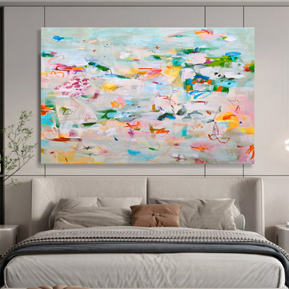 Whimsical Abstract Garden - Pastels and Playful Shapes Painting On Canvas DKH036