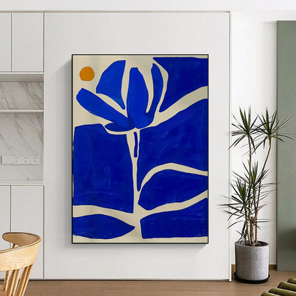 “Graphic Blue - Orange Floral” ，Abstract Botanical Art CT0872