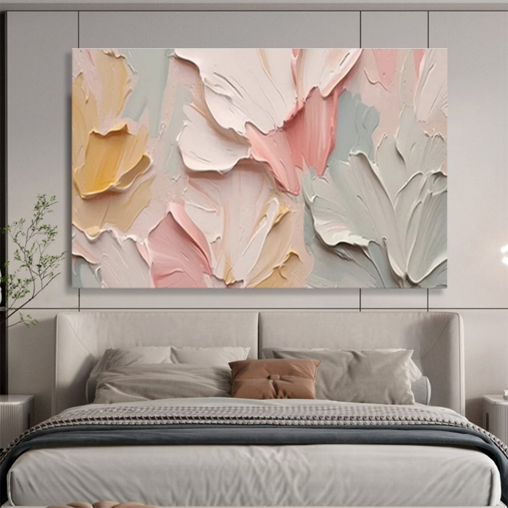 Textured Pastel Flower Petals Painting On Canvas DKH667