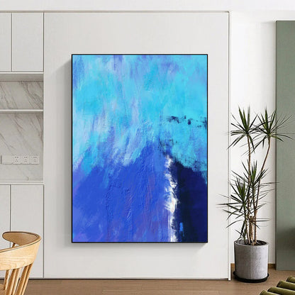 “Vibrant Blue Textured Abstract” - Abstract Painting On Canvas CT2334