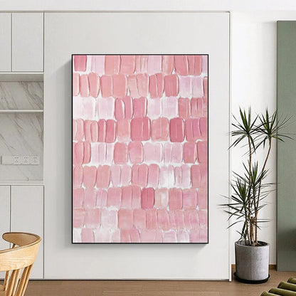 Pink Textured Tiles - Minimalist Textured Painting On Canvas CT2266