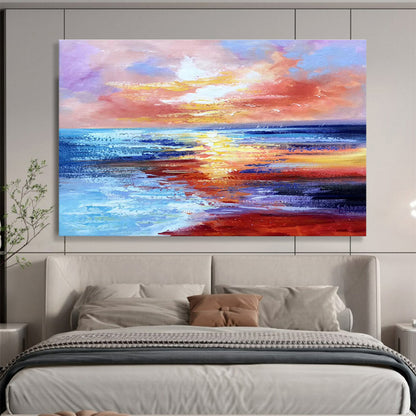 Colorful Sunset Seascape Painting On Canvas DKH294
