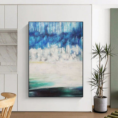 “Blue - White Layered Natural Mood” - Abstract Natural Landscape Oil Painting CT1974