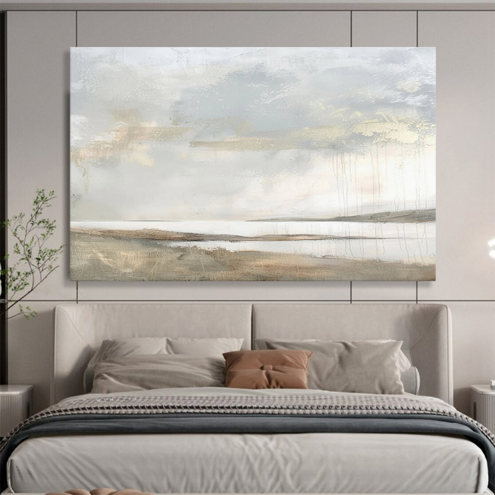 Textured Coastal Scene with Gold Hints Painting On Canvas DKH249