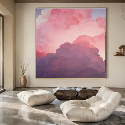Gradient Pinks & Purples, Fluffy Clouds - "Dreamy Skies" - Digital - style Acrylic Painting CT1438