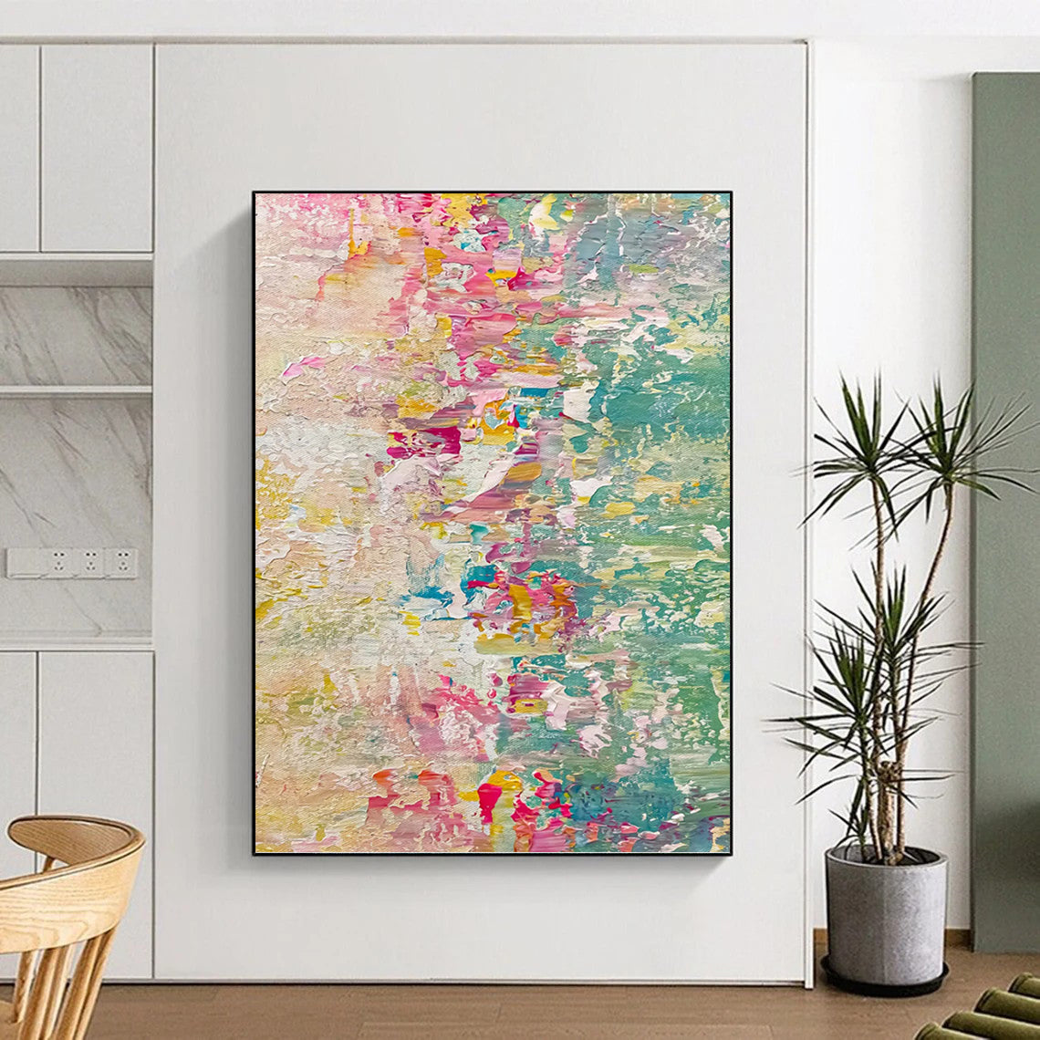 “Pastel Color Fusion” - Impressionist - Inspired Abstract Painting On Canvas DKH1683
