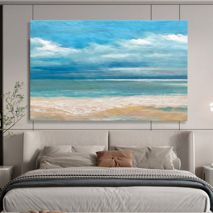 Tranquil Beach Scene - Impressionistic Seascape Painting On Canvas DKH638