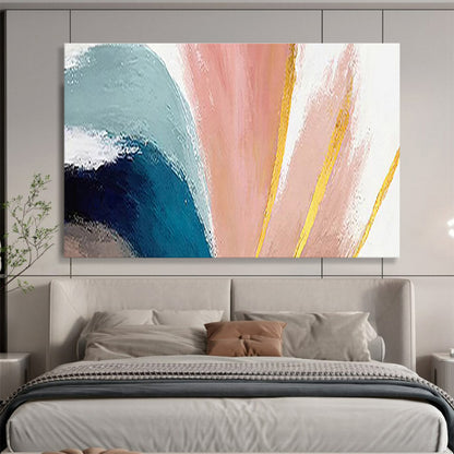 Pastel and Gold Abstract Strokes Painting On Canvas DKH216