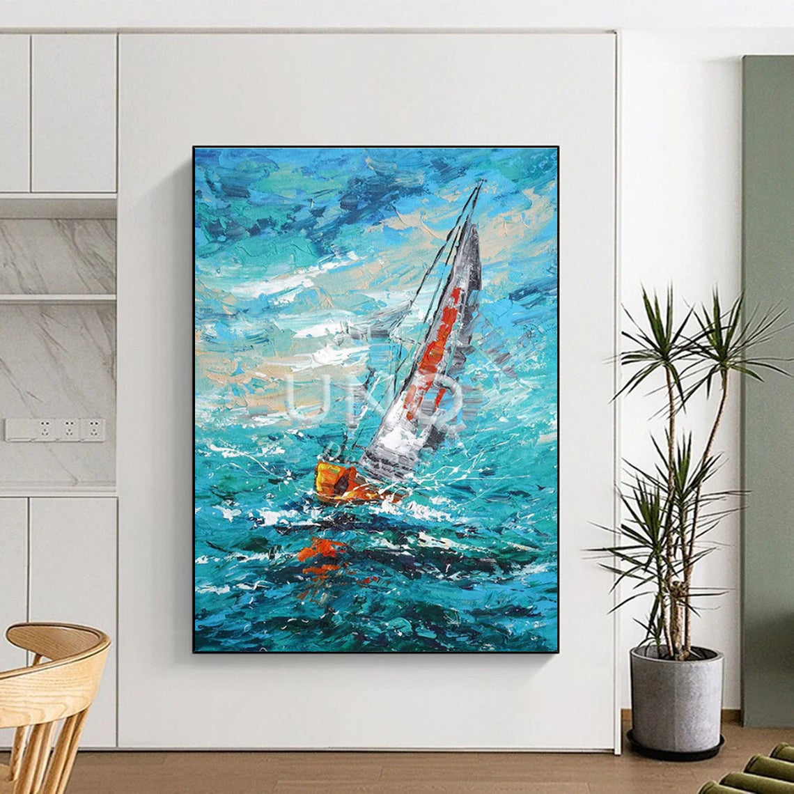 “Impasto Sailing Scene” ，Impasto Marine Oil Painting CT0915
