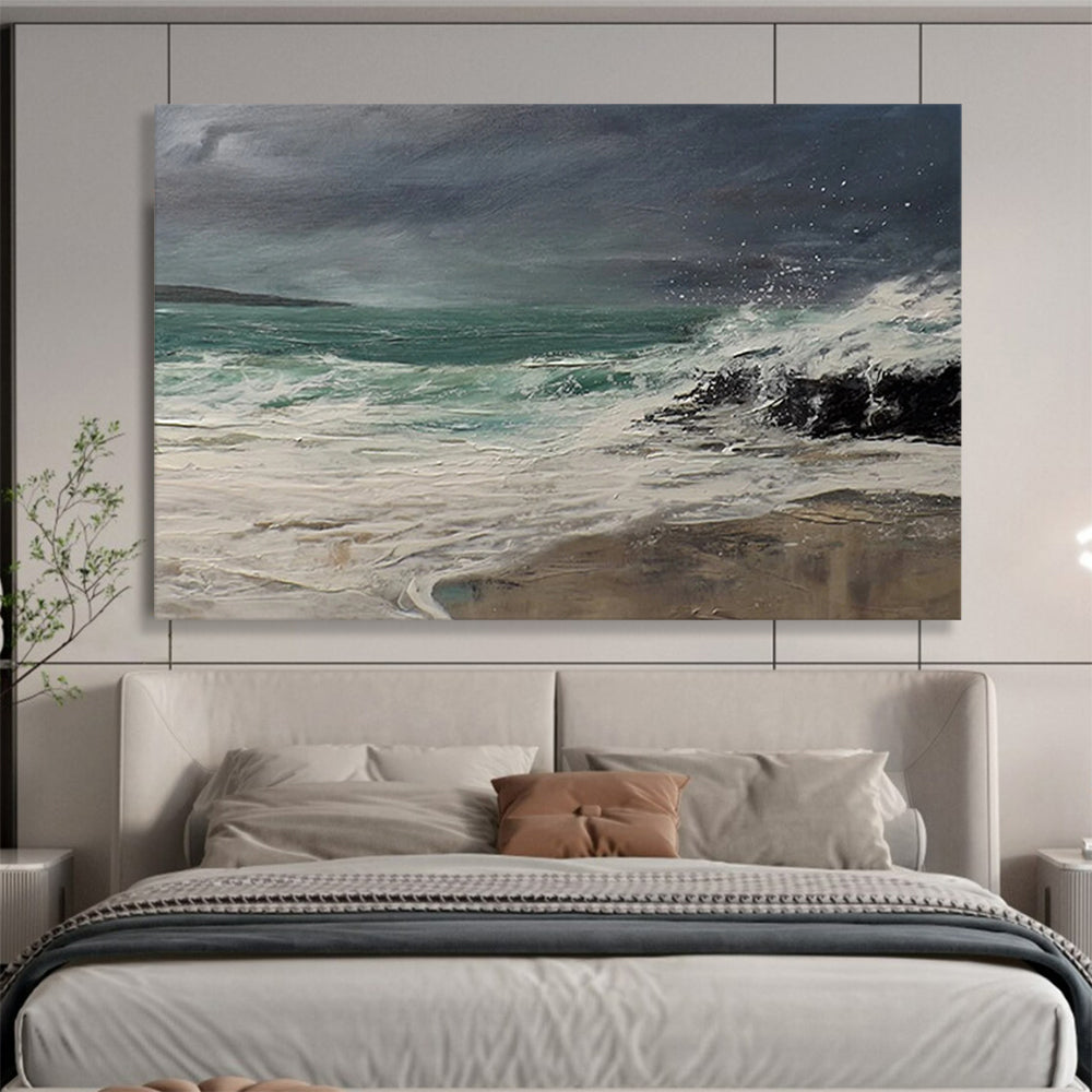“Stormy Sea ‘Wild Coastal Waves’” - Realist Seascape Painting On Canvas DLZ043