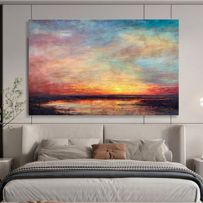 “Vibrant Colorful Sunset Sky” - Expressive Landscape Painting On Canvas DKH776