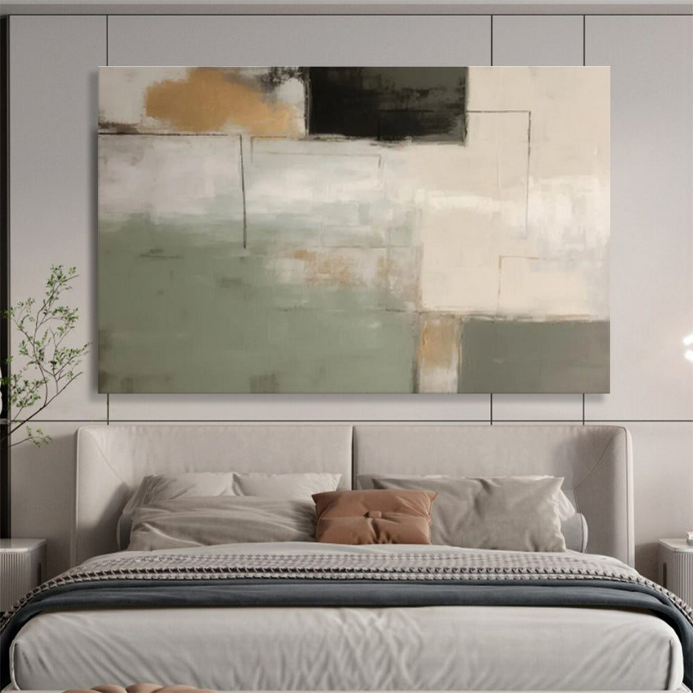 Geometric Neutral Abstract Painting On Canvas DKH328