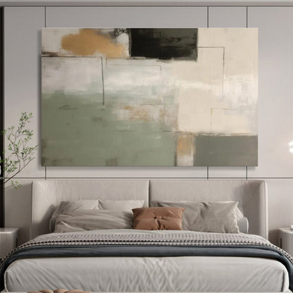 Geometric Neutral Abstract Painting On Canvas DKH328