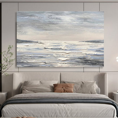 Monochromatic Seascape - Abstract Seascape Painting On Canvas DKH630