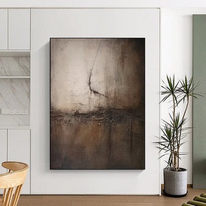 “Gray, Brown Textured Minimalism ‘Subtle Depth’” - Impasto Abstract Painting On Canvas DTP357