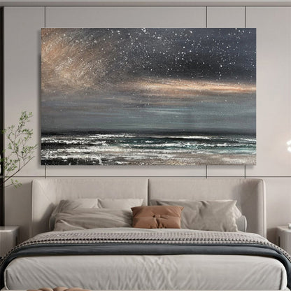 Dark Sky and Sparkling Sea “Starry Night Shore” Painting On Canvas DKH103