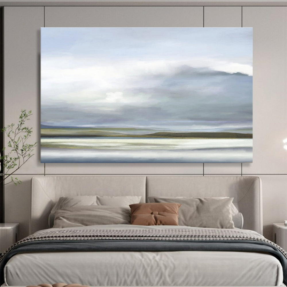 “Soft Hues: Tranquil Landscape” Minimalist Landscape Painting On Canvas DKH360