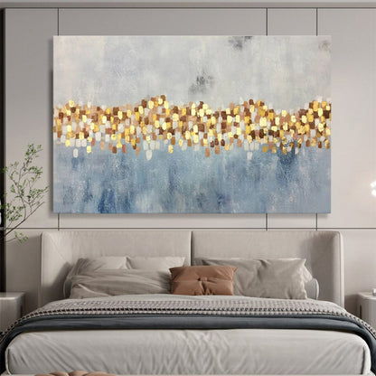 “Gold and Blue Abstract Sparkle” Painting On Canvas DKH164