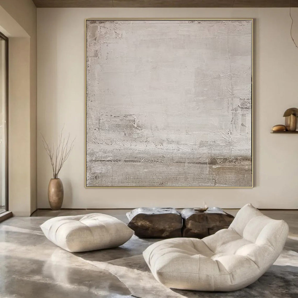 “Light Gray & Brown Textured Simplicity” – Abstract Simple Art CT0971