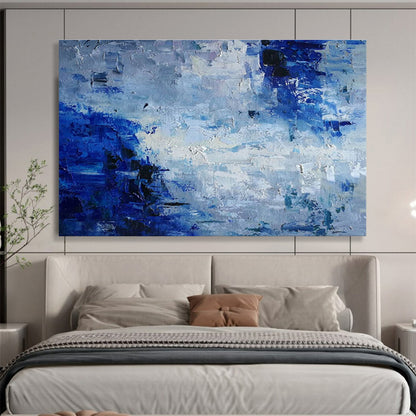 “Blue - Gray Abstract Textures” - Impressionistic Abstract Painting On Canvas DKH851