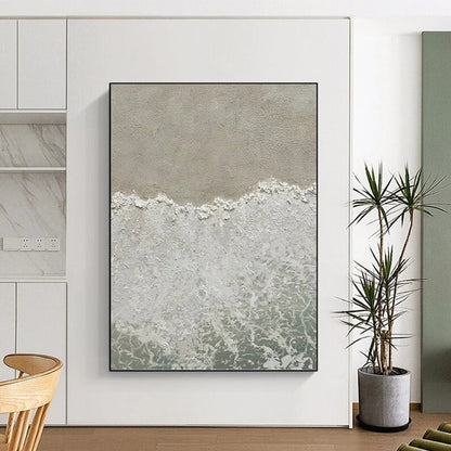 “Neutral Beach Waves - Serene Shore” Painting On Canvas DKH1127
