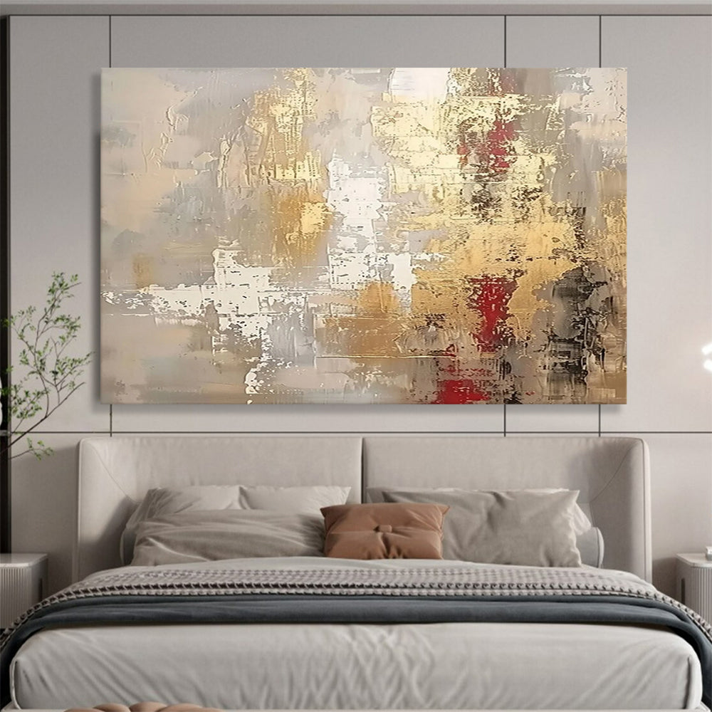 “Gold, Gray, Abstract ‘Elegant Textures’” - Textured Abstract Painting On Canvas DLZ045