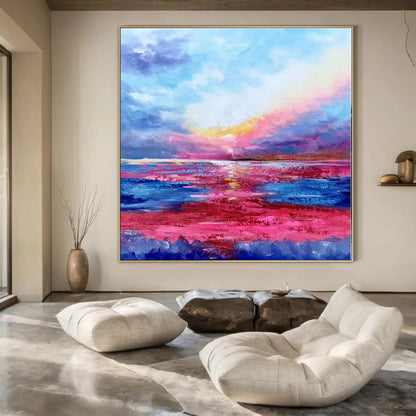 Vibrant Sunset Seascape - Impressionist Oil On Canvas CT1318